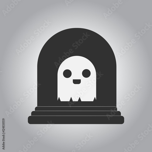 Vector illustration in flat design Halloween icon grave monument and ghost