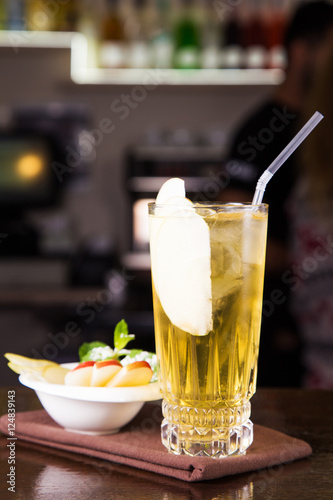 cocktail with pear and mint