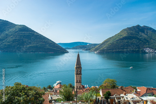 Verige strait, view from old town Perast photo