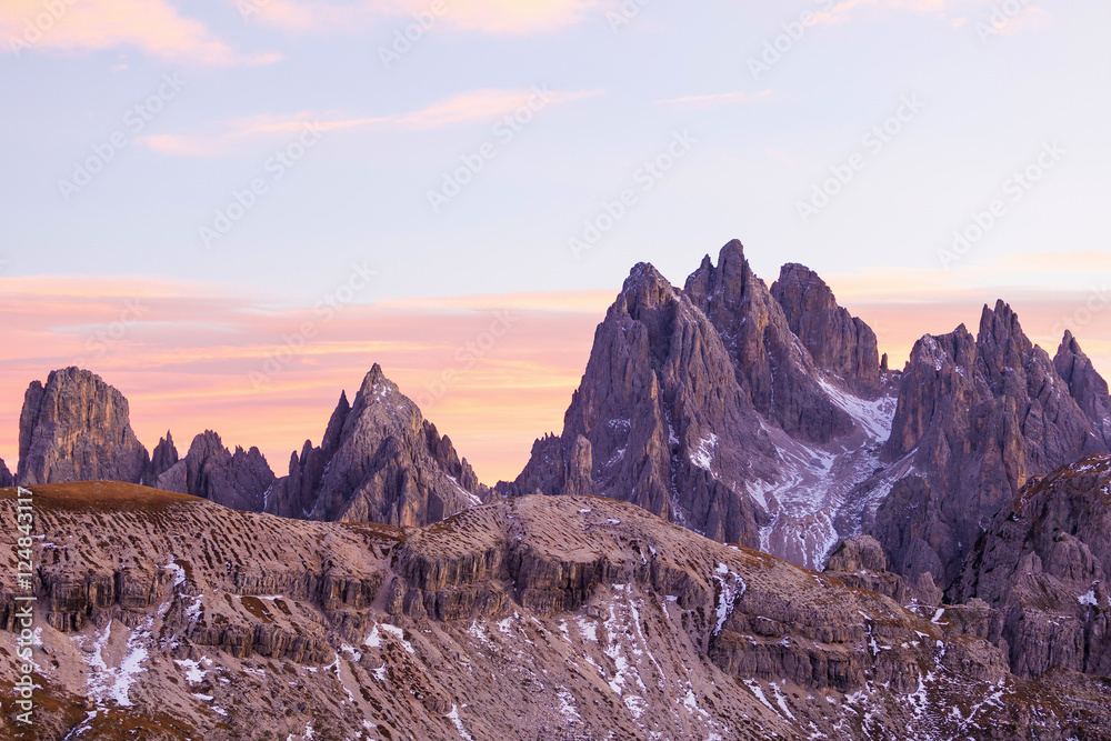 Dolomites in alpenglow
