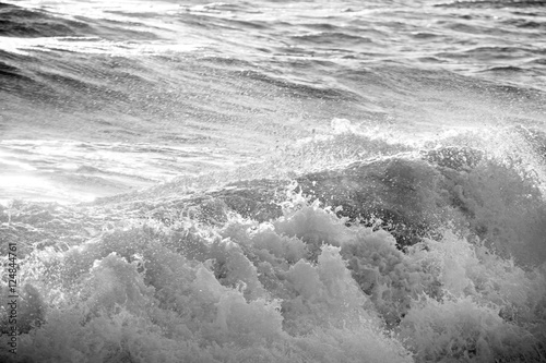 waves close-up bw