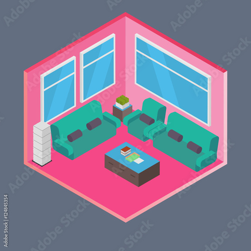 Vector isometric house room