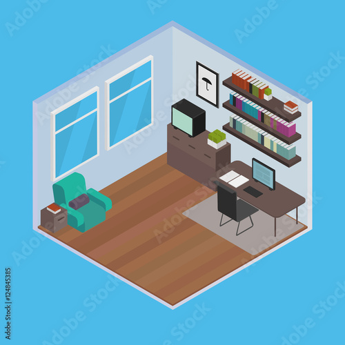 Vector isometric house room