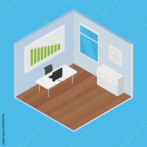 Vector isometric house room