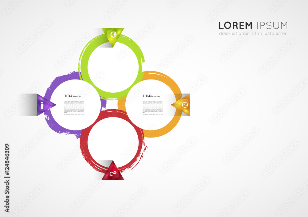 infographic template with crystal triangle pointers, grunge circles and icons infographic template with crystal triangle pointers, grunge circles and icons