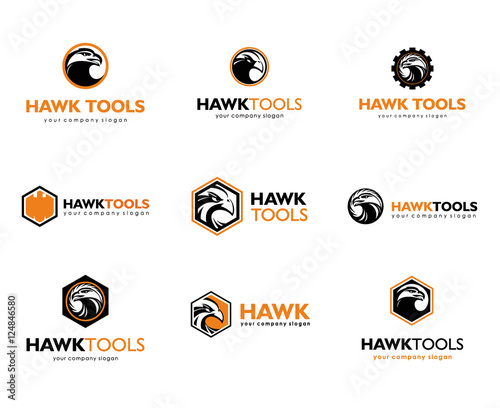 Set of logos for the tool, drill bit, drilling
