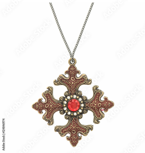 cross pendant isolated on white background