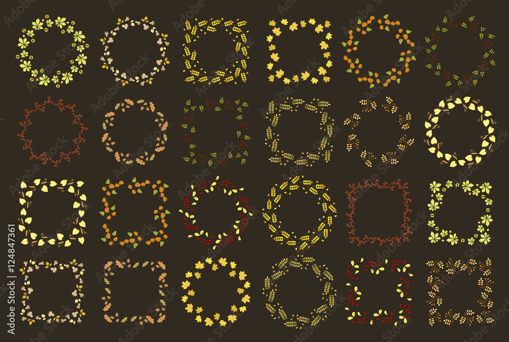 Set of twenty four floral round and square frames Set of twenty four floral round and square frames