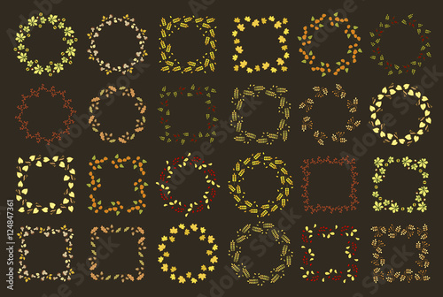 Set of twenty four floral round and square frames
