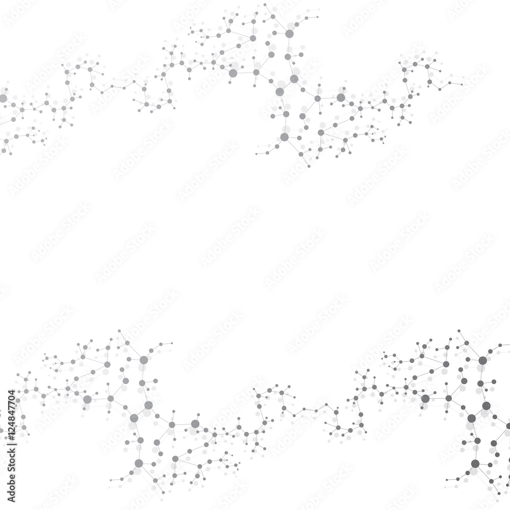 Structure molecule and communication Dna, atom, neurons. Science concept for your design. Connected lines with dots. Medical, technology, chemistry, science background. Vector illustration.