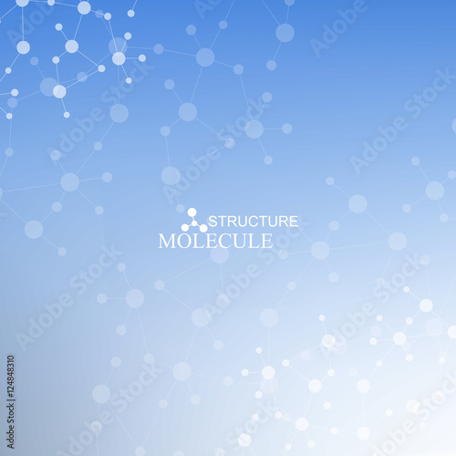 Structure molecule and communication Dna, atom, neurons. Science concept for your design. Connected lines with dots. Medical, technology, chemistry, science background. Vector illustration.