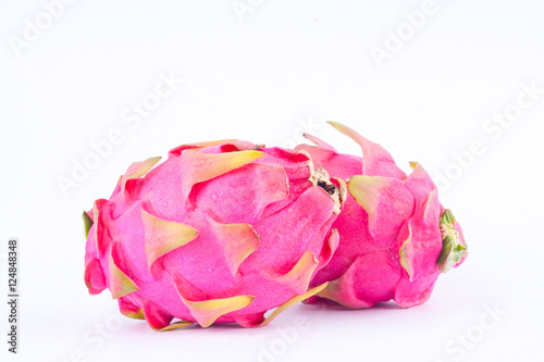 fresh   organic dragon fruit (dragonfruit) or pitaya on white background healthy fruit food isolated
