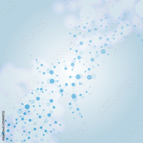 Structure molecule and communication Dna, atom, neurons. Science concept for your design. Connected lines with dots. Medical, technology, chemistry, science background. Vector illustration.