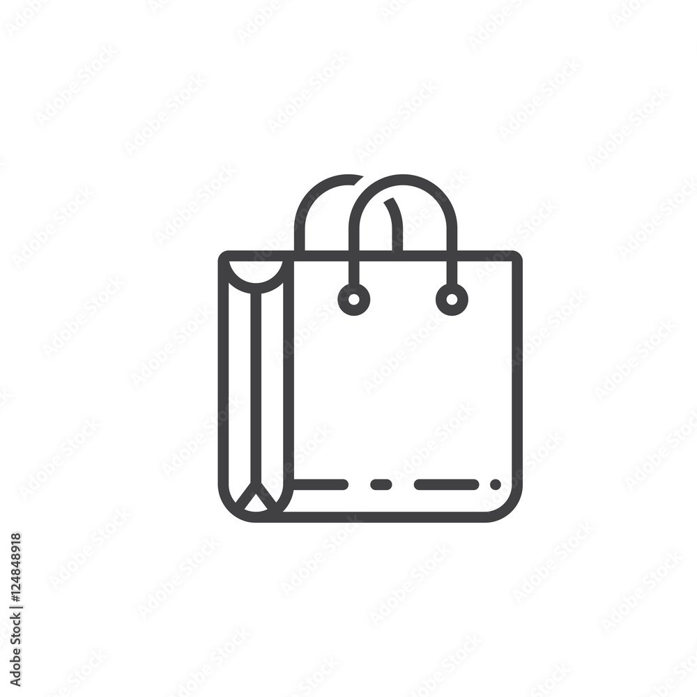 Shopping bag line icon, outline vector sign, linear pictogram isolated on white. logo illustration Shopping bag line icon, outline vector sign, linear pictogram isolated on white. logo illustration