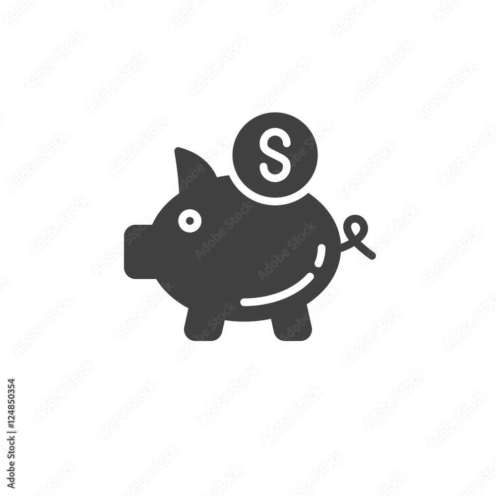 Piggy bank, Savings icon vector, filled flat sign, solid pictogram isolated on white, logo illustration Piggy bank, Savings icon vector, filled flat sign, solid pictogram isolated on white, logo illustration