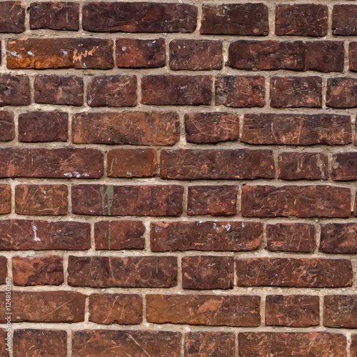 Vector realistic grunge red brick wall background.
