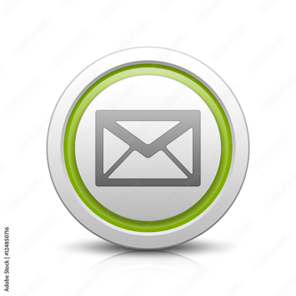 Envelope – Light gray button with reflection & light green