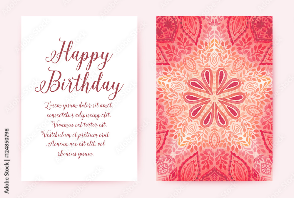 Obraz premium watercolor lace ornament in oriental style.