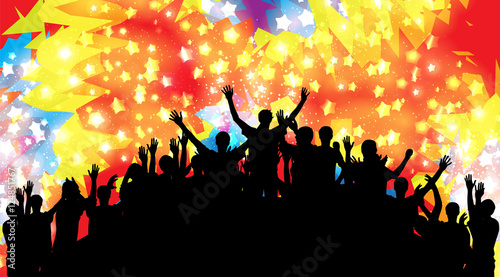 Crowd of happy, satisfied people silhouettes. Vector Illustratio