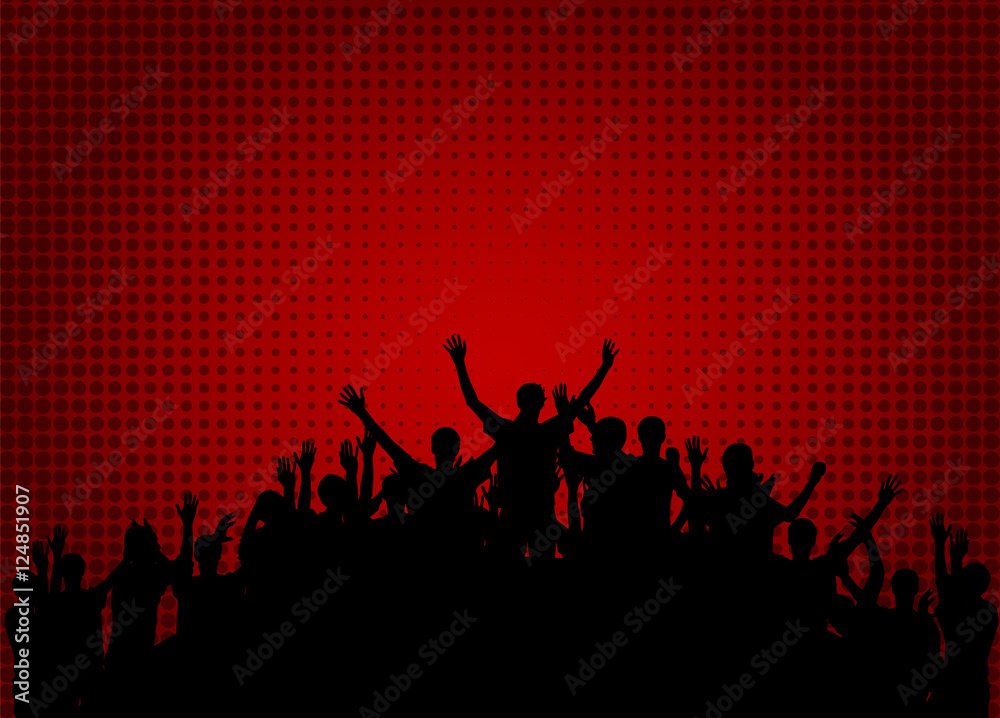 Crowd of happy, satisfied people silhouettes. Vector Illustratio Crowd of happy, satisfied people silhouettes. Vector Illustratio