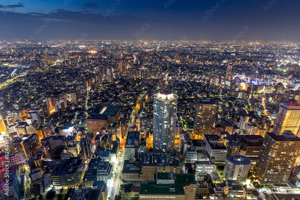 Shinjuku Ward skyline in Tokyo, Japan.