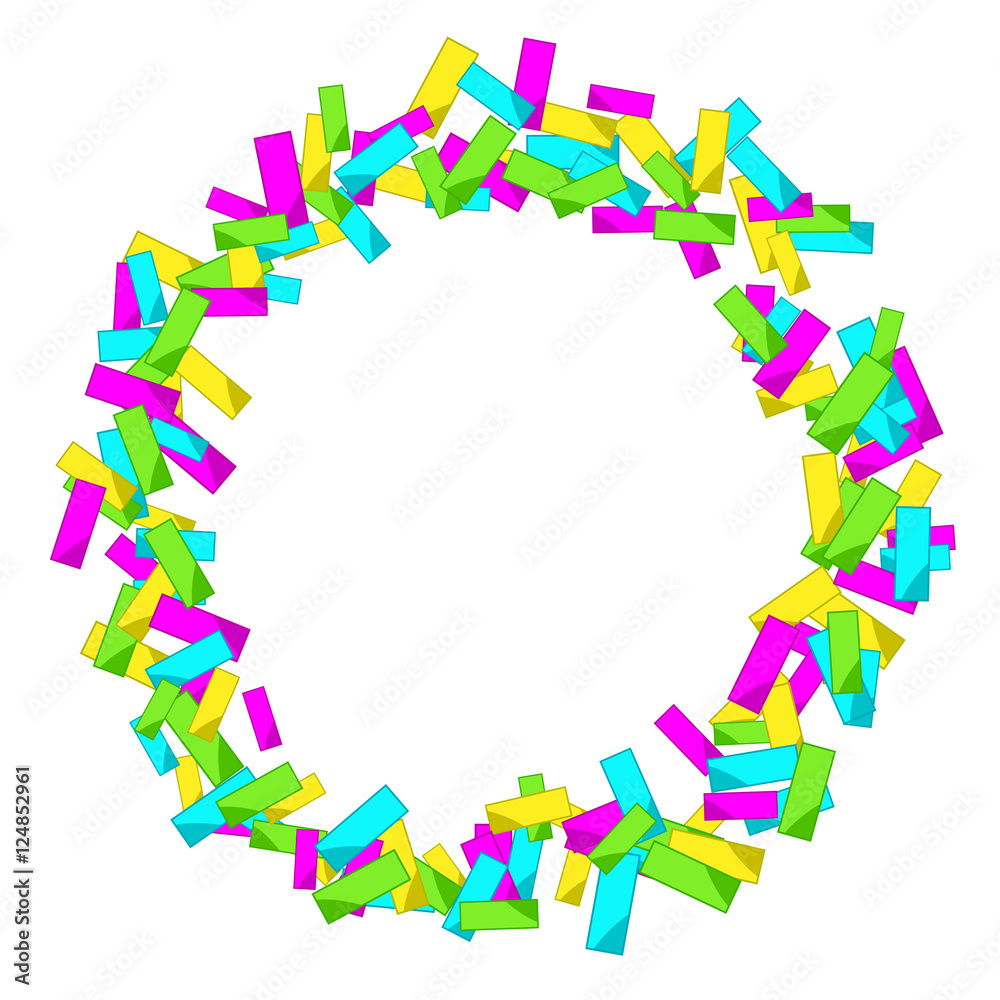 Frame with colourful sparlking confetti. Bright abstract decorative ring Frame with colourful sparlking confetti. Bright abstract decorative ring