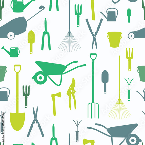 Garden Tools, Instruments Flat Icon Collection Set. Shovel, buck