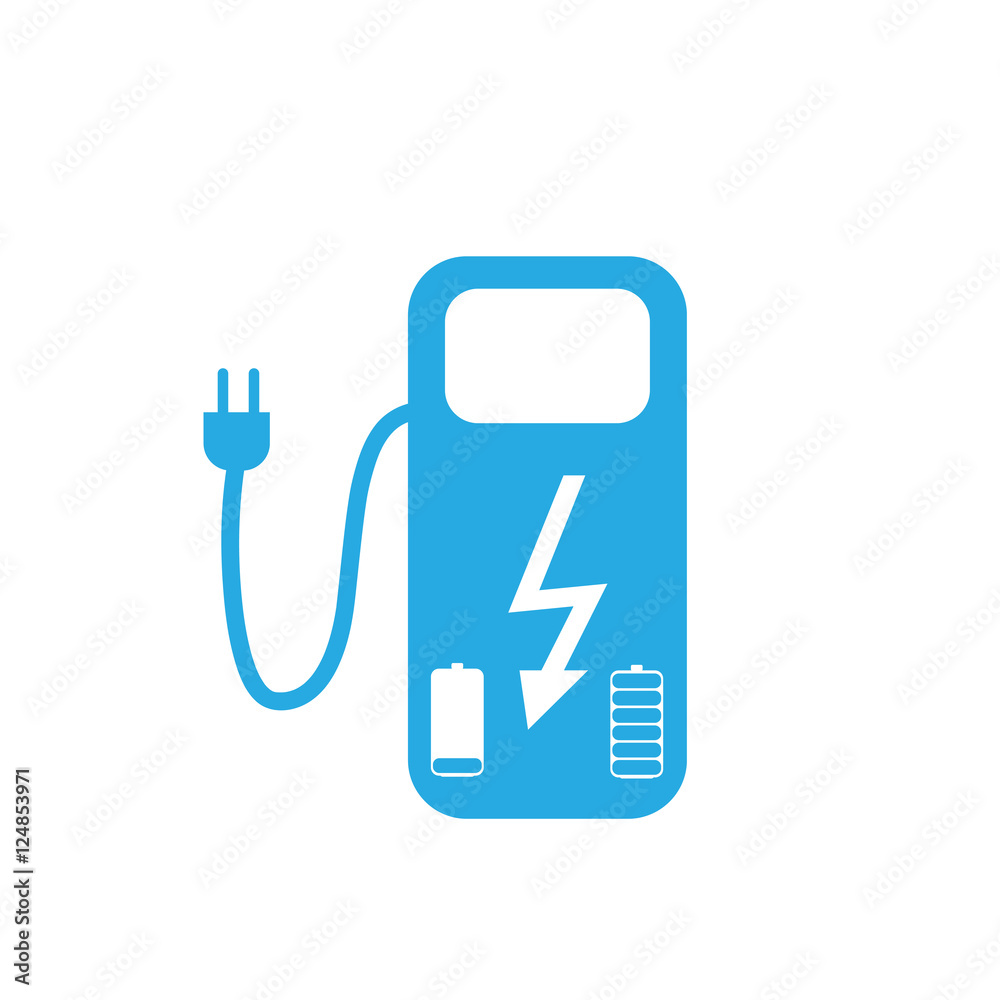 Concept Fuel Station for Electric cars on batteries. Vector Illu Concept Fuel Station for Electric cars on batteries. Vector Illu