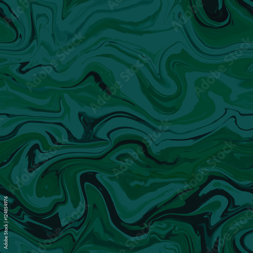 Natural marble imitation seamless vector pattern. Trendy backdrop with acrylic drips. Paint waves and vortexes stone texture. Green "emerald" color.