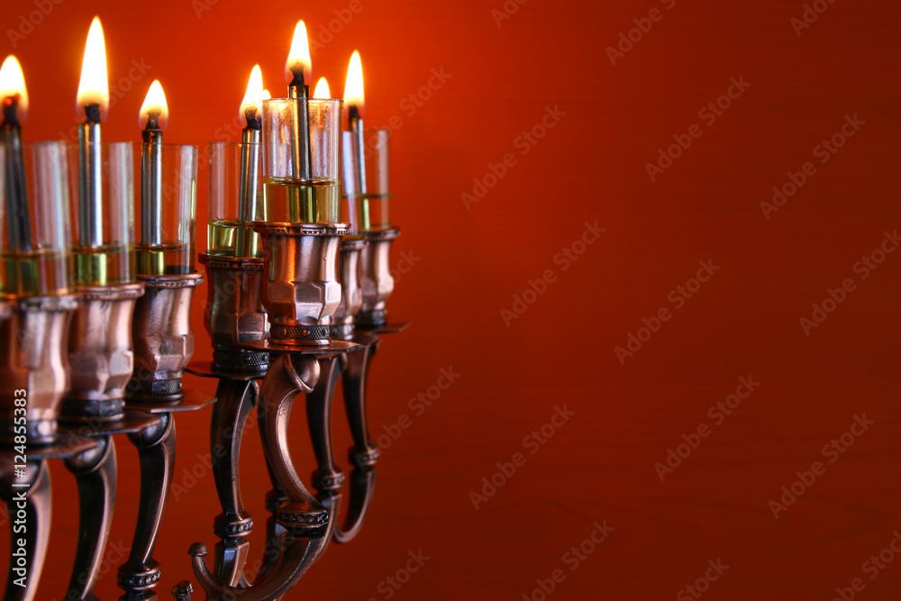Low key Image of jewish holiday Hanukkah background Low key Image of jewish holiday Hanukkah background