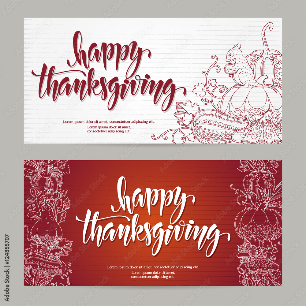Naklejka premium Thanksgiving vector set greeting card