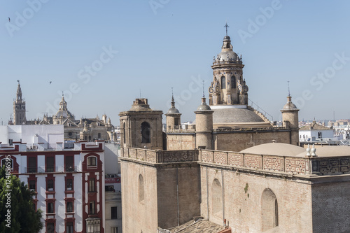 Church of the Annunciation, Giralda and Seville Cathedal in the