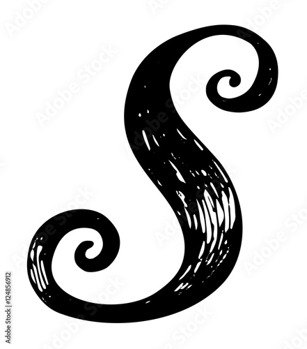 Letter S. Calligraphy alphabet typeset lettering. Hand drawn alphabet. Capital and lower-case letters. Copy-book hand font. Hand drawn sketch of ABC letters in old fashion vintage style. 