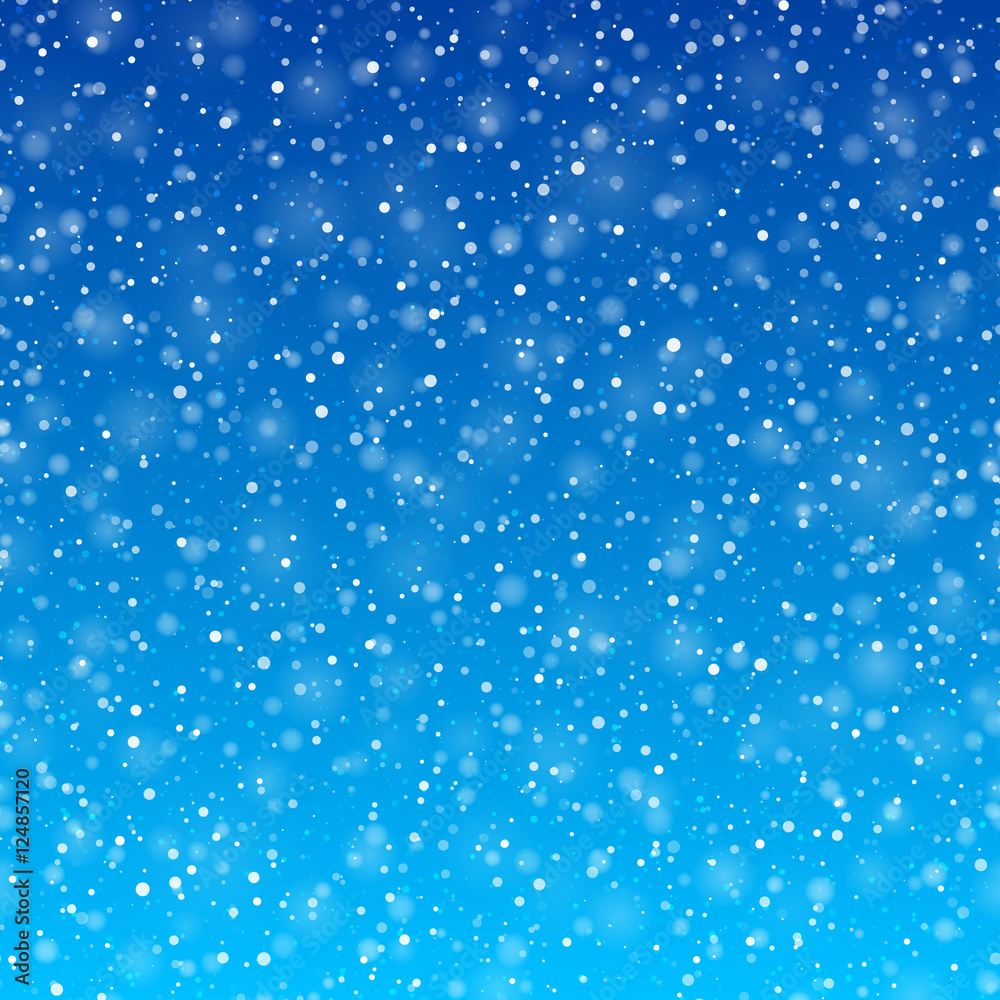 Falling snow winter background, horizontally seamless illustration