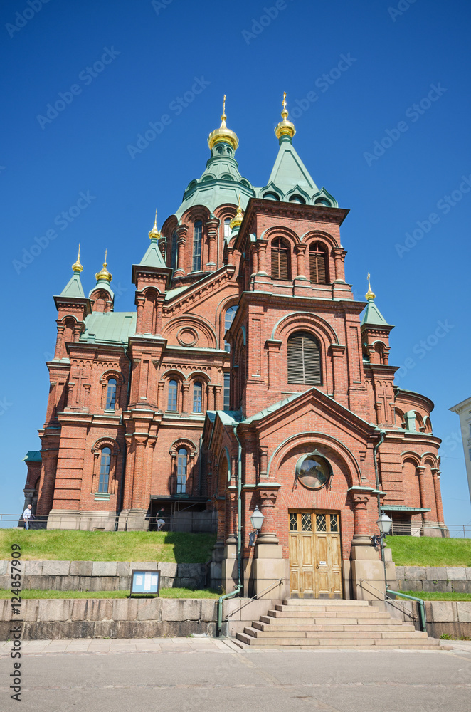 Uspenski Orthodox cathedral, famous landmark in Helsinki, Finlan