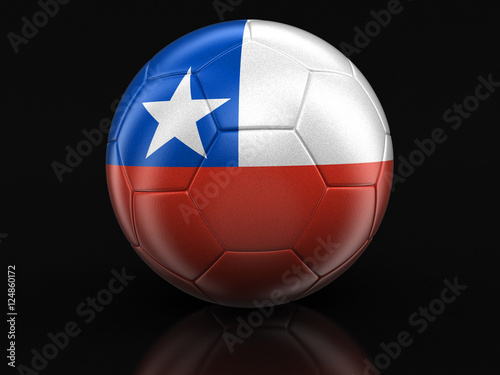 Soccer football with Chilean flag. Image with clipping path