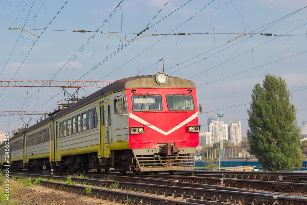Fototapeta premium Moving urban electric multiple unit