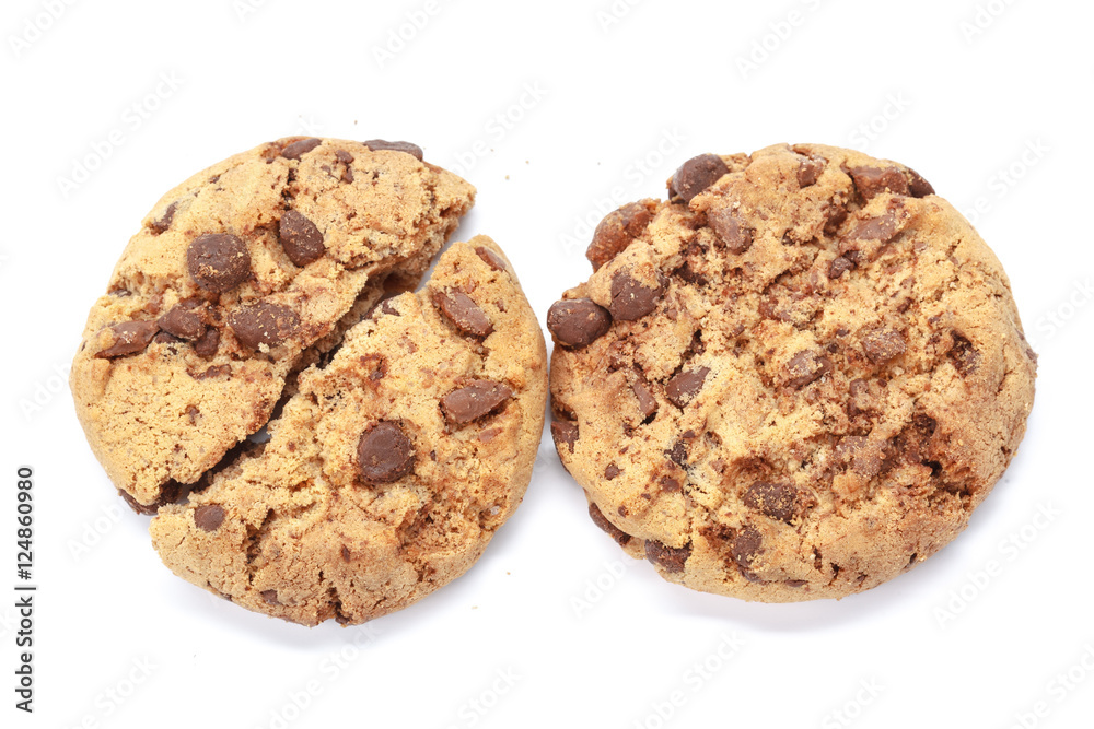 Chocolate chip cookie on white Chocolate chip cookie on white