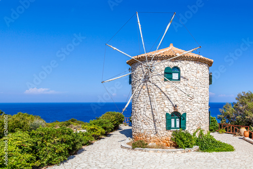 Traditional windmill, Zakynthos island, Greece photo
