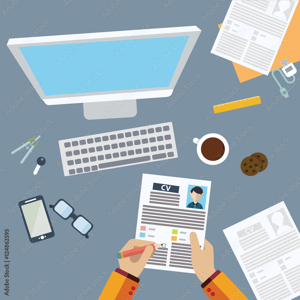 Job interview concept with business cv resume. Job interview concept with business cv resume.