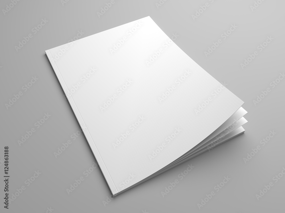 Blank 3D illustration magazine cover mock up with openig pages. Blank 3D illustration magazine cover mock up with openig pages.