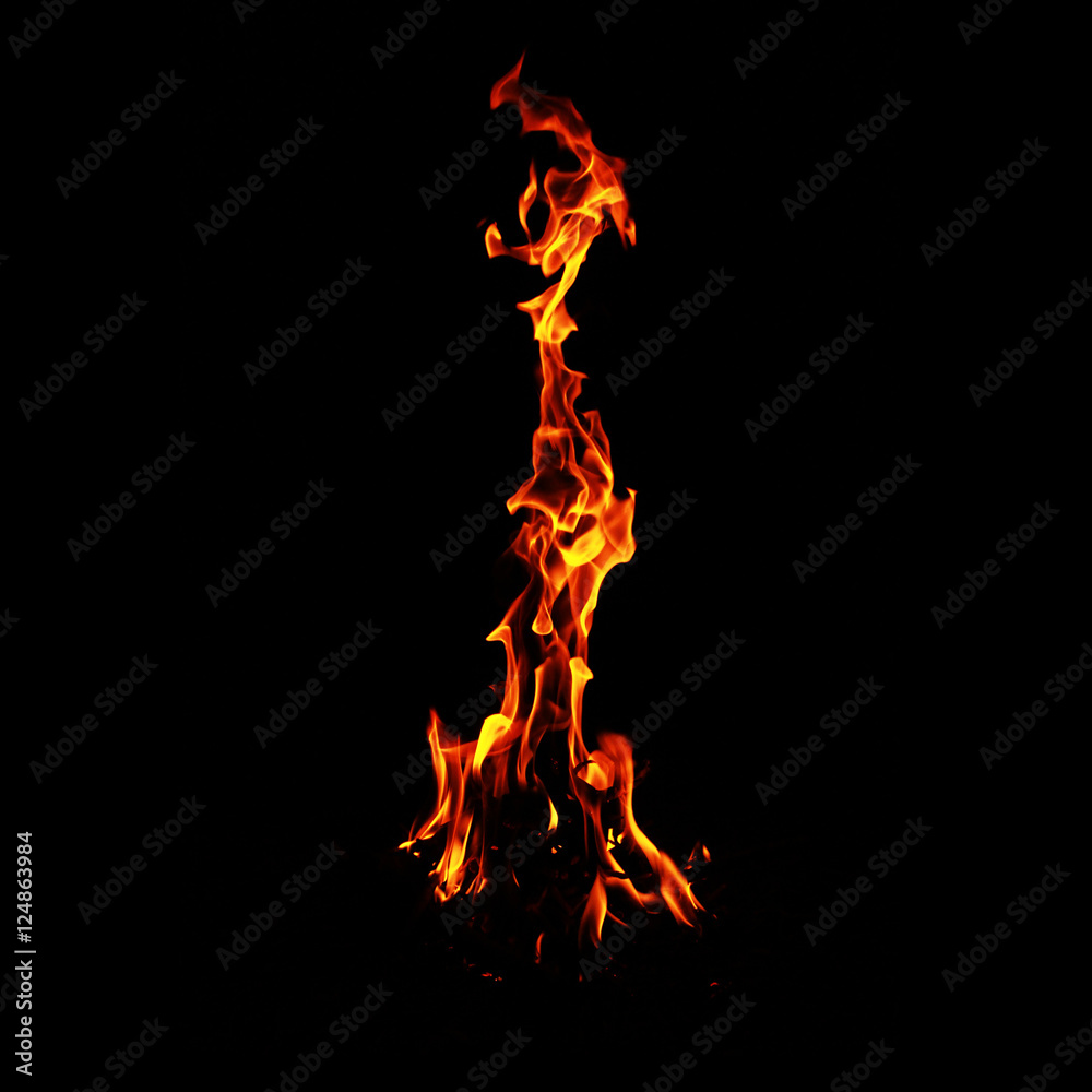 Fire flames on black background Fire flames on black background