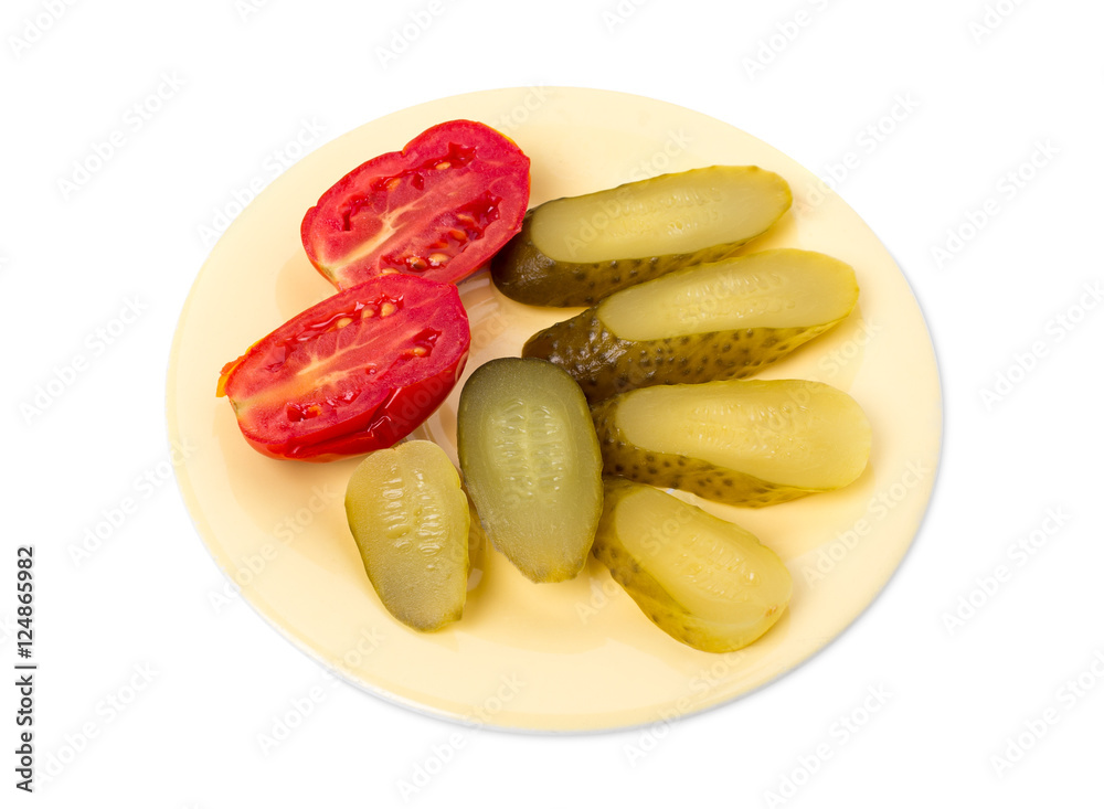 Marinated cucumbers and tomatoes. Marinated cucumbers and tomatoes.