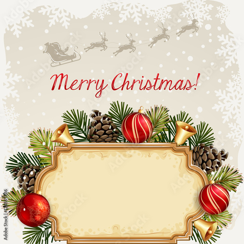 Christmas illustration with Christmas bells and baubles 