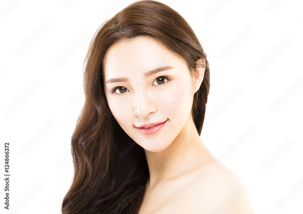 Portrait of young beautiful woman on white background Portrait of young beautiful woman on white background