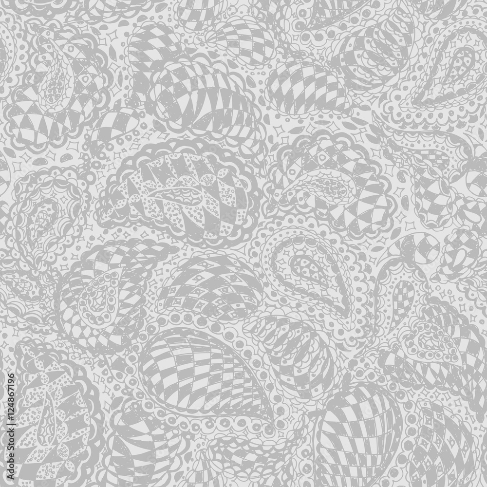 Geometric doodle seamless wallpaper pattern. Illustration with paisley ornaments and chess texture. Textile with hand-drawn checker elements. Geometric doodle seamless wallpaper pattern. Illustration with paisley ornaments and chess texture. Textile with hand-drawn checker elements.