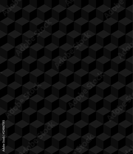 Cubes seamless pattern. Black geometric vector background
