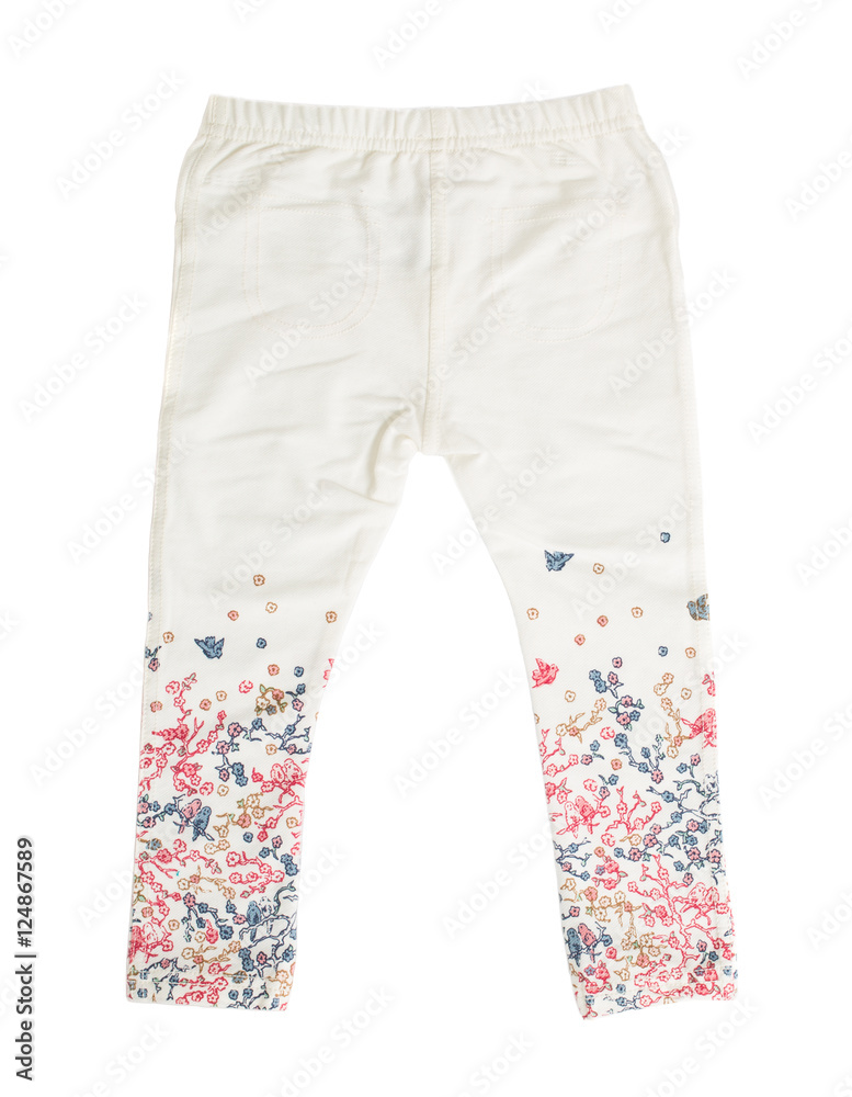 White denim jeans with floral pattern. White denim jeans with floral pattern.