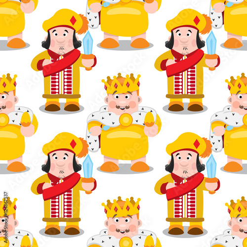 Seamless pattern with cartoon king and prince.