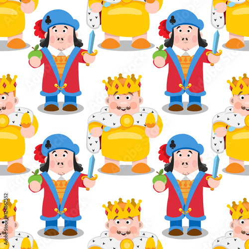Seamless pattern with cartoon king and prince.